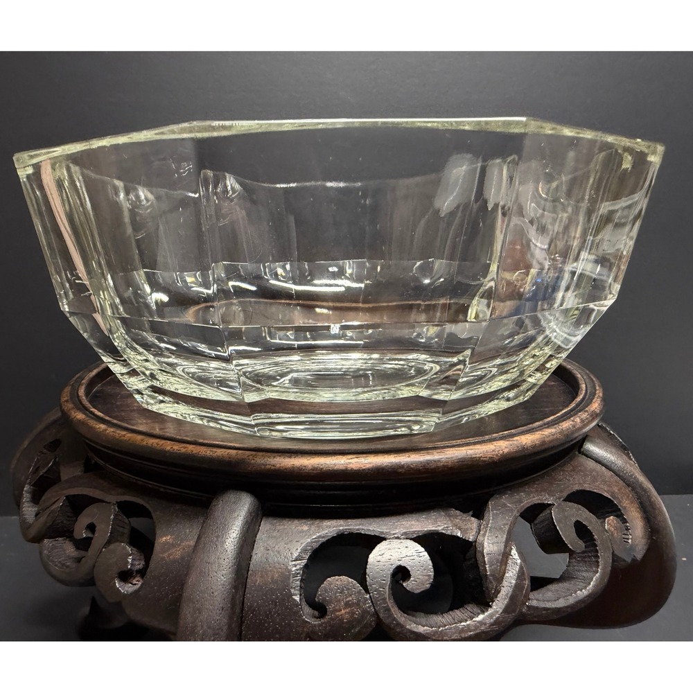 Vintage Italian Faceted Centerpiece Crystal Bowl 9" wide x 4' tall - 3lbs - Picture 7 of 11